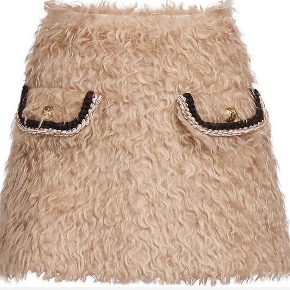 Etro Mohair Blend Mini Skirt in Beige